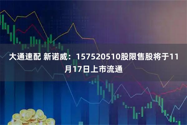 大通速配 新诺威：157520510股限售股将于11月17日上市流通